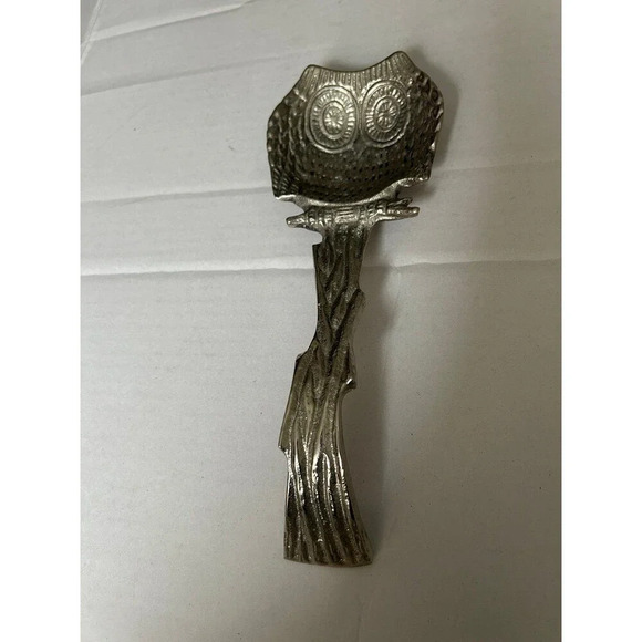 Metal Owl Spoon Rest Laddle Rest Silver Color - Picture 1 of 11
